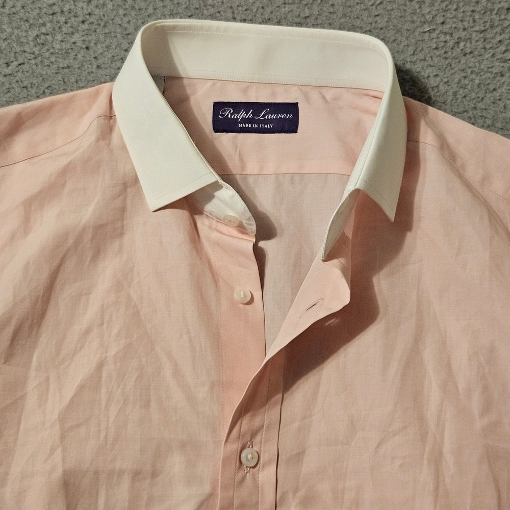 Ralph Lauren Purple Label End-on-End Poplin Collar Dress Shirt Italy Size 16